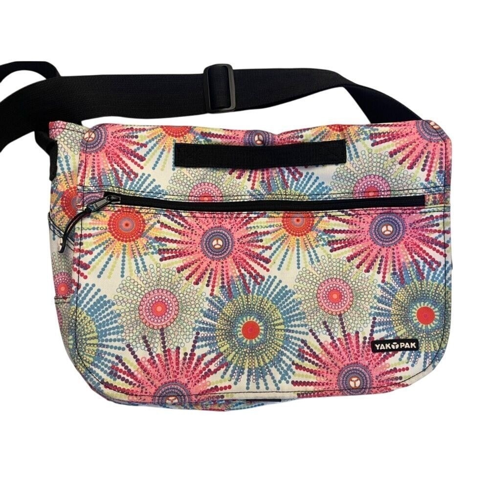 Yak Pak Floral Starburst Flower Power Crossbody Messenger Satchel Hippie Hobo
